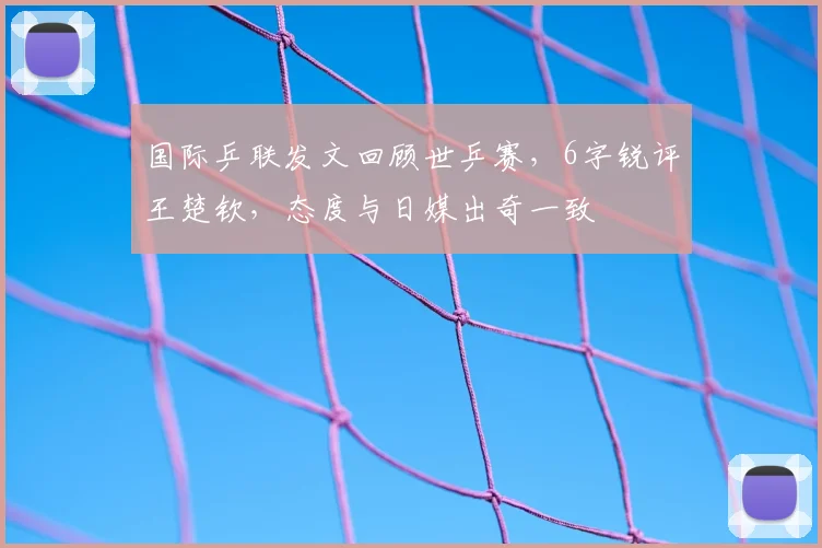 国际乒联发文回顾世乒赛，6字锐评王楚钦，态度与日媒出奇一致